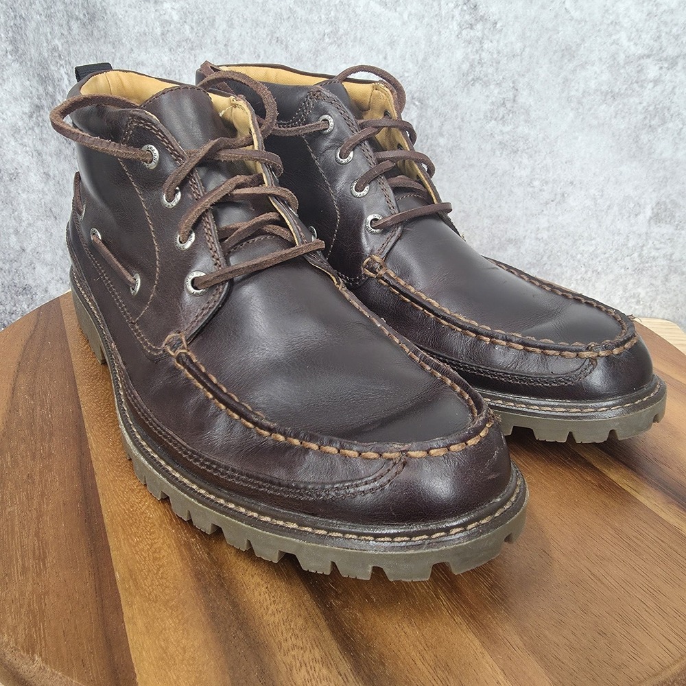 Sperry Top Sider Gold Cup Authentic Chukka Boots Men 10.5 Brown Leather Lug Sole - Picture 2 of 13
